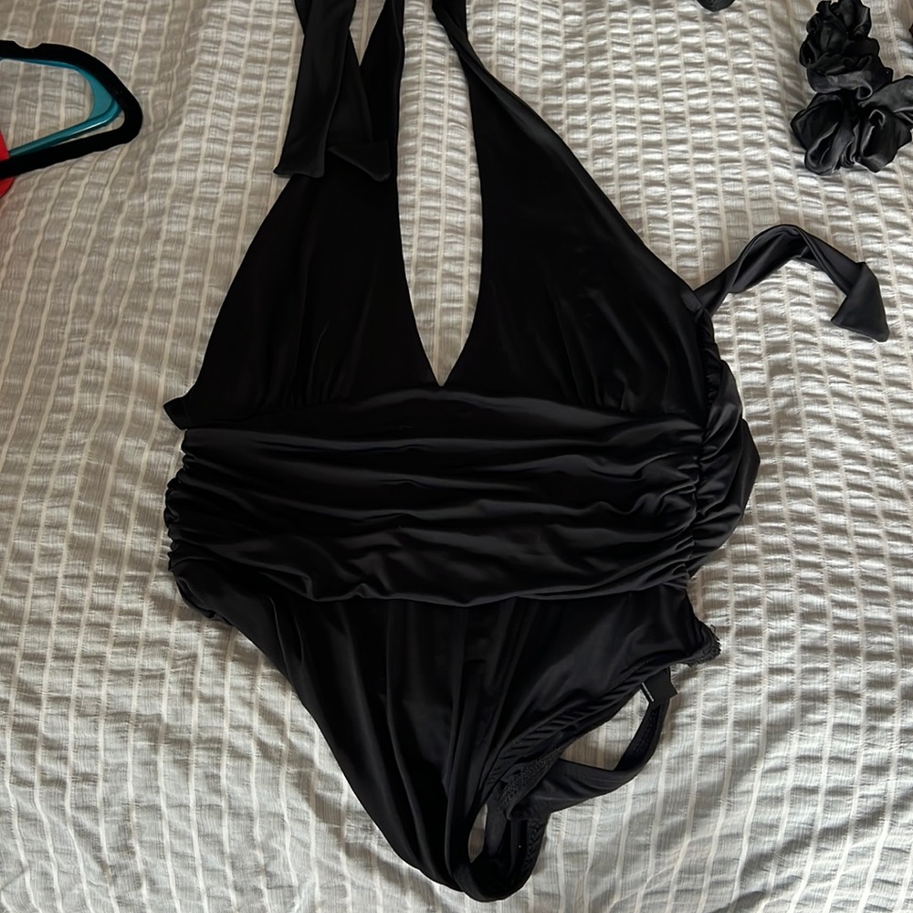 black urban low cut bodysuit